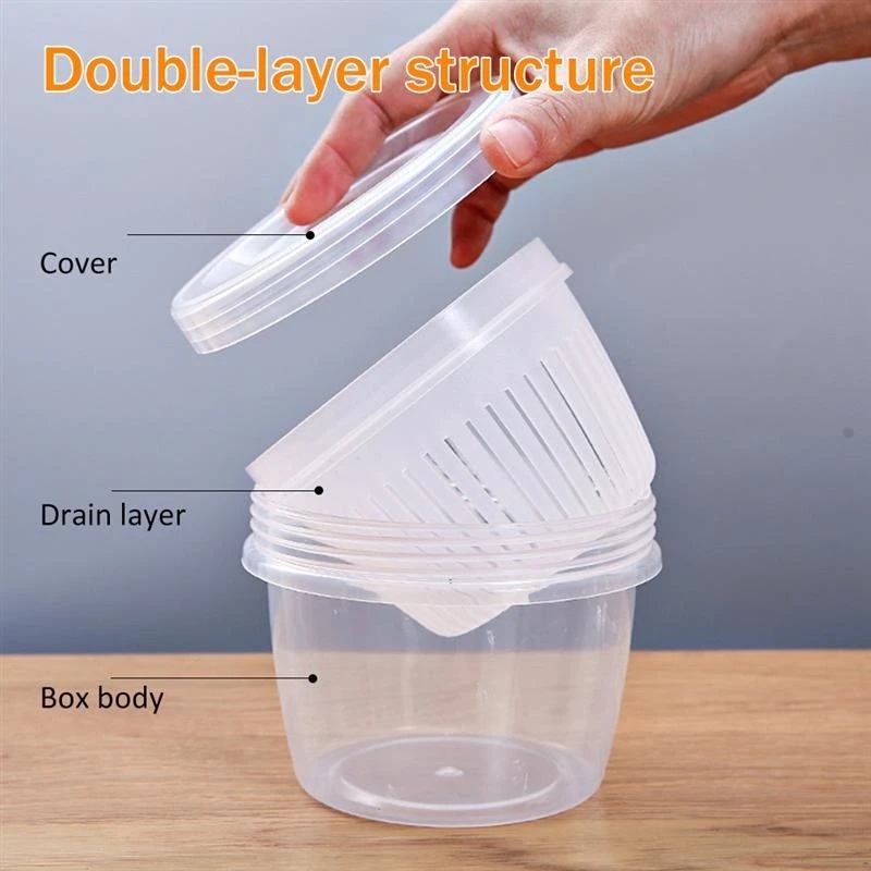 Beberapa Gaya Double Layer Drain Sealed Box/Kulkas Dapur Jahe Bawang Putih Makanan Fresh-keeping Tempat Penyimpanan