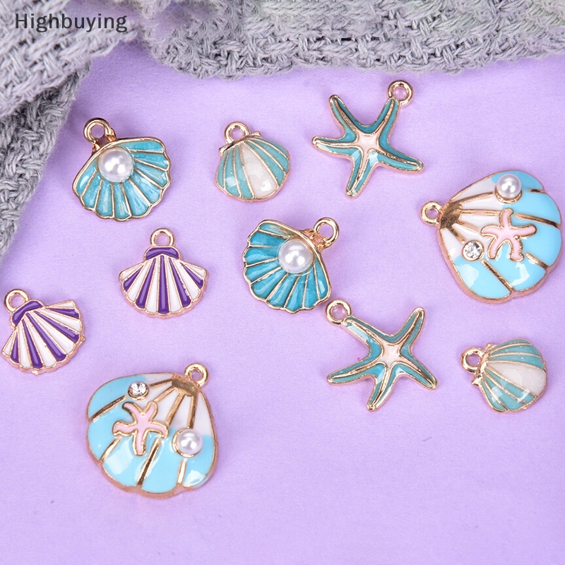 Hbid 10pcs/lot Enamel Sea Starfish Shell Ch Liontin DIY Membuat Perhiasan Temuan Glory