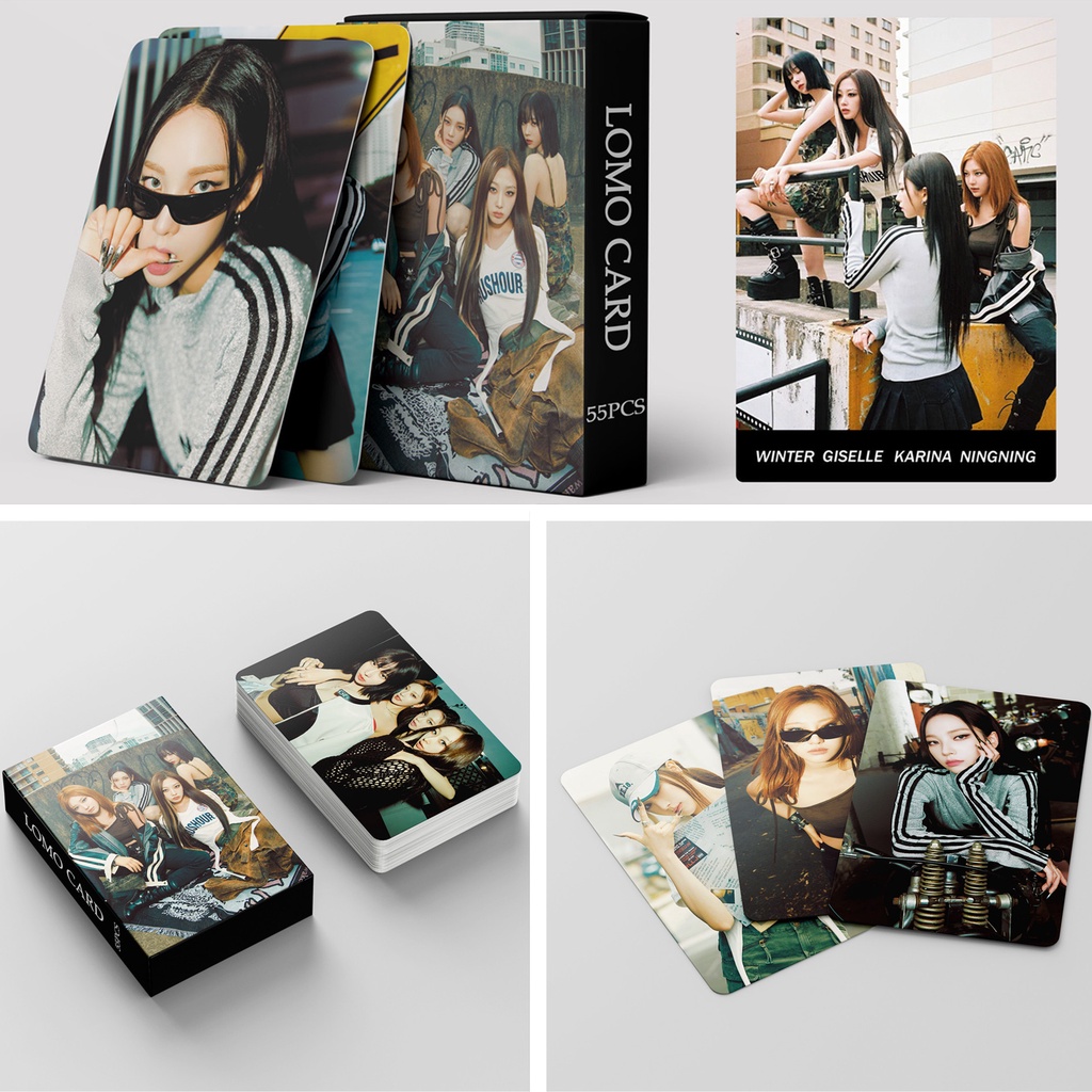 55pcs/box AESPA MY WORLD Photocards KARINA NINGNING GISELLE WINTER Kartu Lomo Kpop Postcards