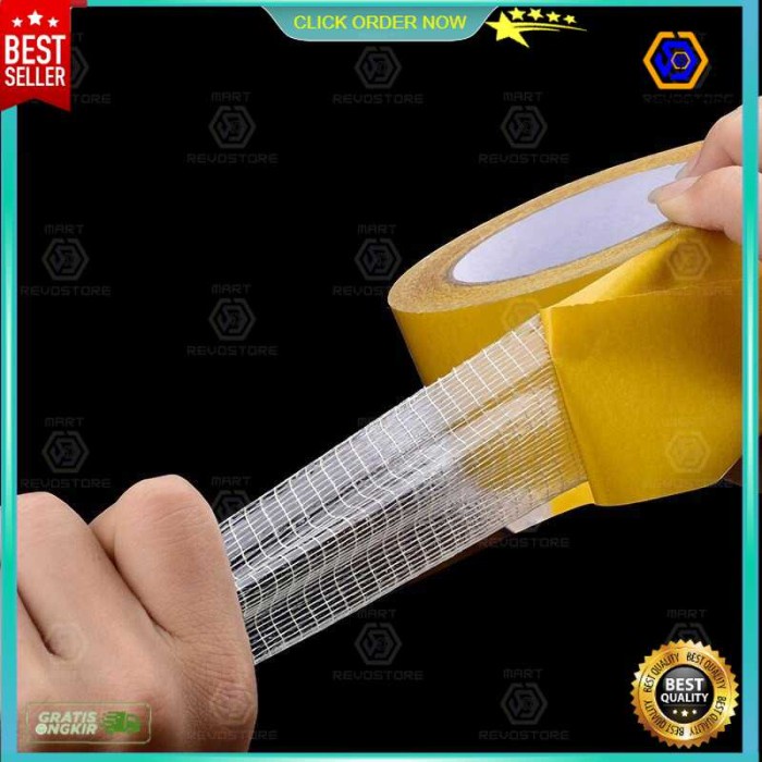 

Lakban Solatip Serat Fiber Double Tape 20 Meter Super Strong Grid