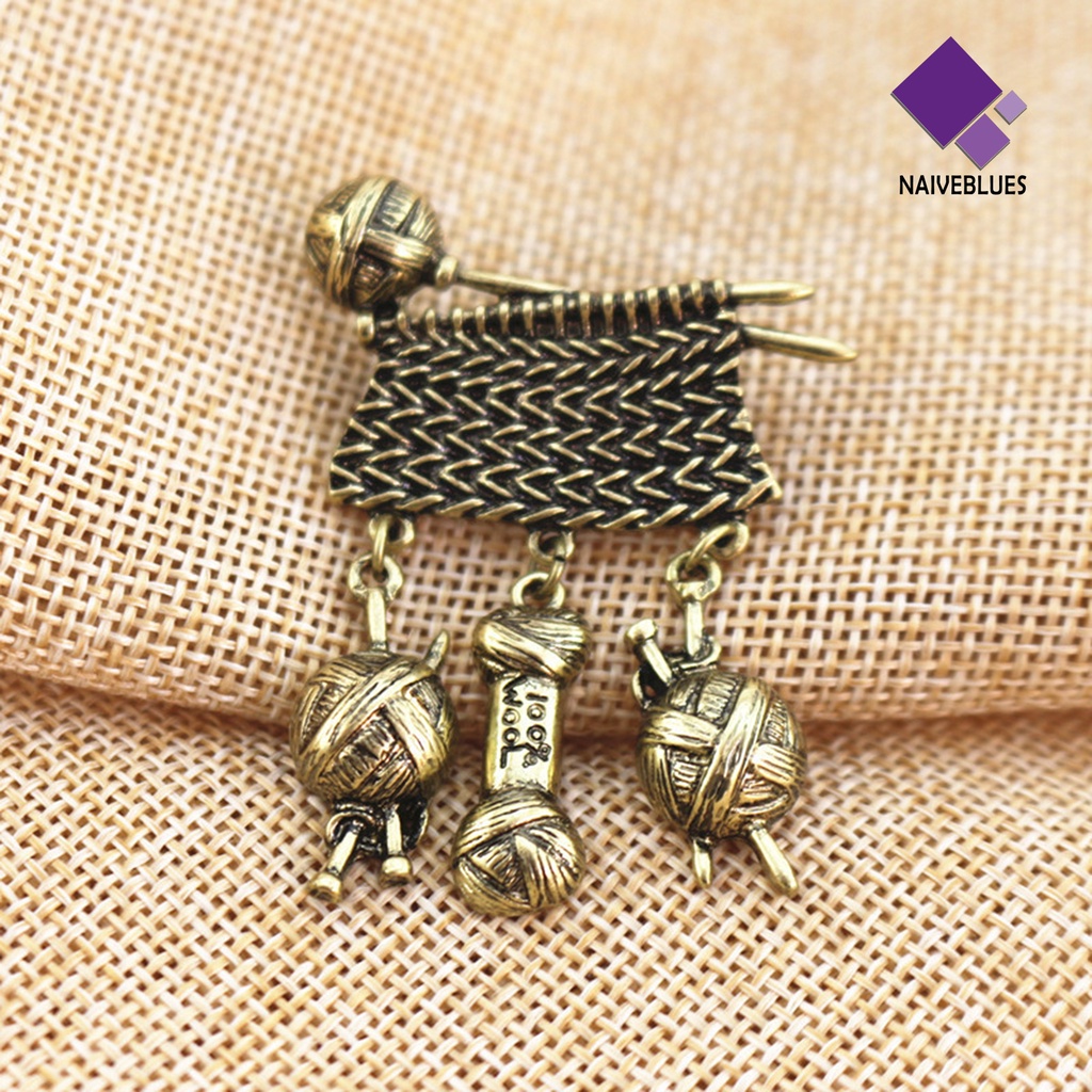 &lt; Naiveblues &gt; Bros Pin Halus Indah Paduan Vintage Rajutan Bentuk Bros Aksesoris Pakaian