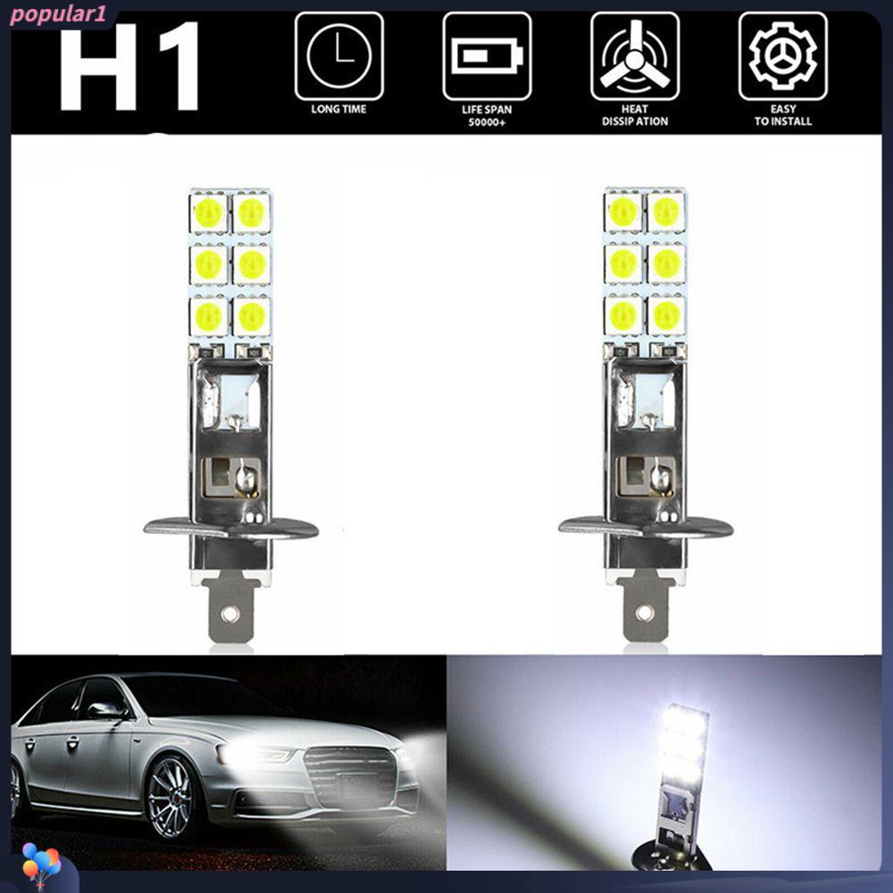 Populer 2Pcs/Set Lampu Kabut Mobil 12SMD-5050 6000K Super Putih H1 Super Terang Hi/Low Kit Beam DRL