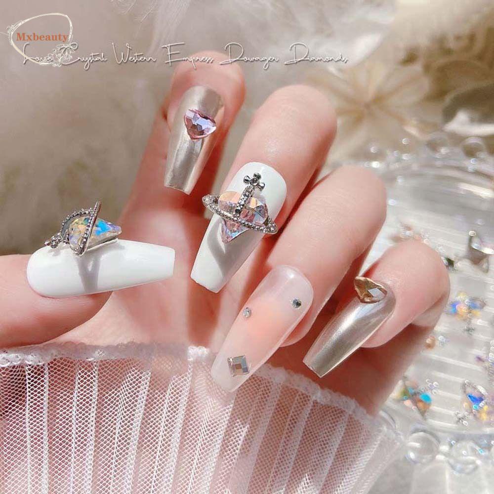 Mxbeauty Kuku Rhinestones Pesona Kuku Wanita Cinta Hati Manikur Aksesoris Jepang Nail Art Alloy 3D Nail Art Drills
