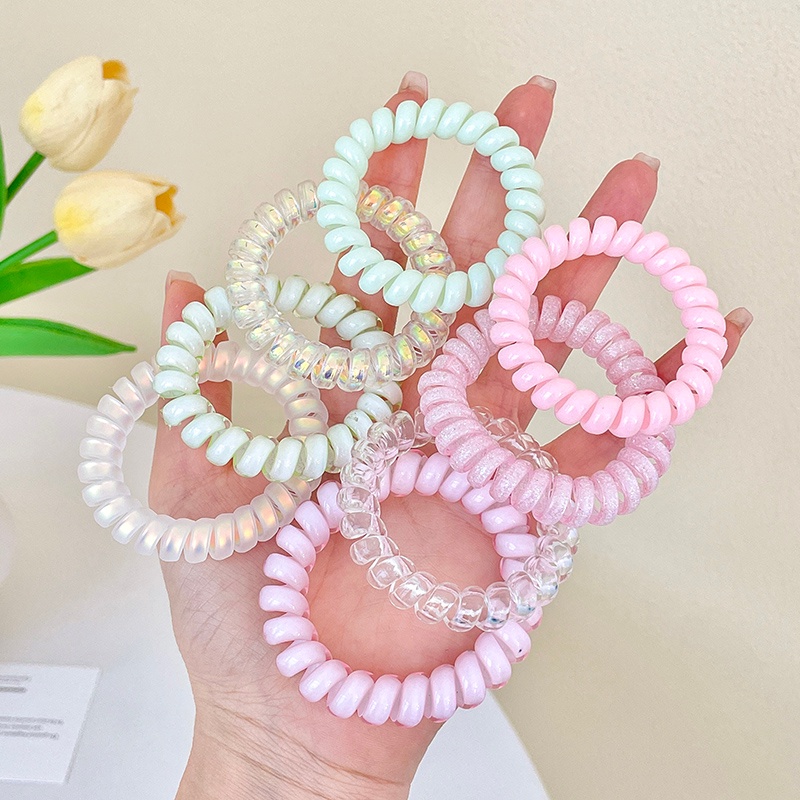 Korea Fashion Warna-Warni Kabel Telepon Hair Loop Elastis Tinggi Tahan Lama Headrope Wanita Non Berbahaya Dan Tanpa Jejak Tali Rambut Aksesoris Rambut