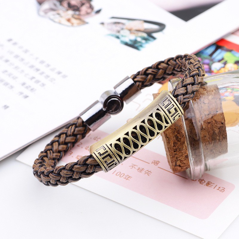 Gelang Pria Anyaman Kulit Punk Vintage Fashion Hip-hop Aksesoris Perhiasan Pesta
