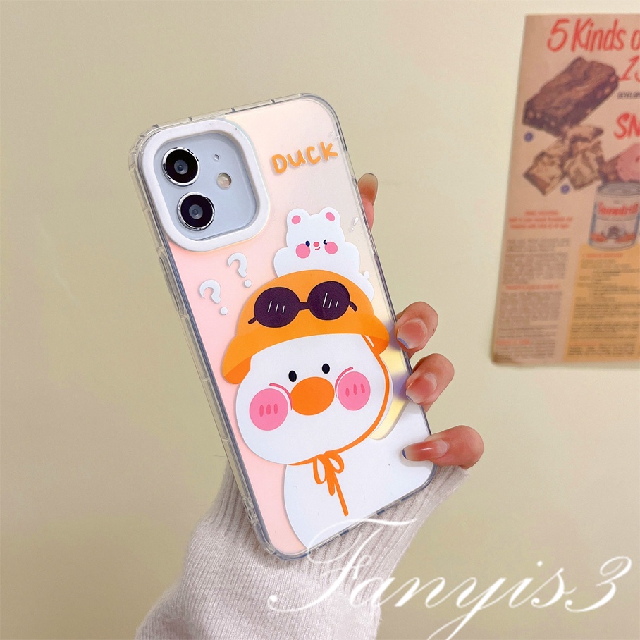 Compatible For IPhone 14 13 12 11 Pro Max X XR Xs Max 8 7 Plus SE 2020 Kompatibel Untuk Kacamata Hitam Topi Bebek Kelinci IMD Laser Gradiasi Ponsel Case TPU Lembut Shockproof Cover Pelindung