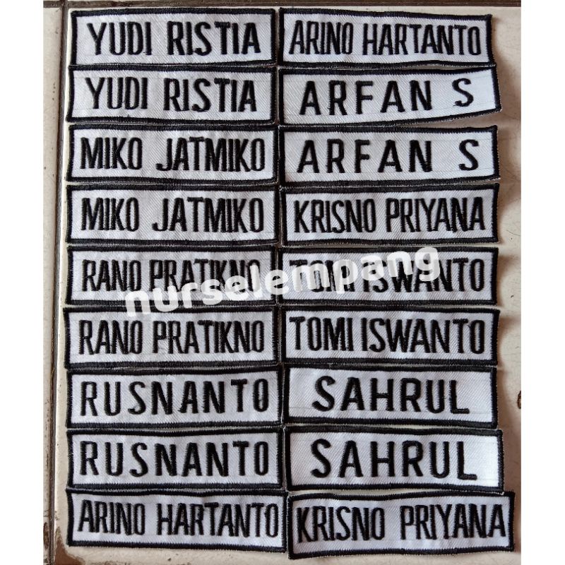 Bordir Bordir Nama Seragam Kerja / Papan Nama / Patchbisa pesan satuan