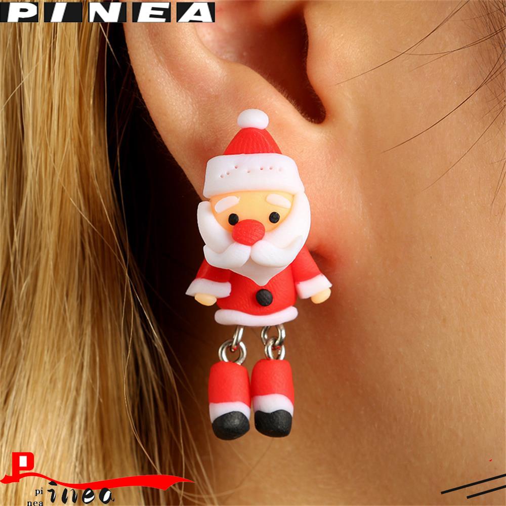 Nanas 1pasang Anting Natal Indah Perhiasan Handmade Polymer Clay