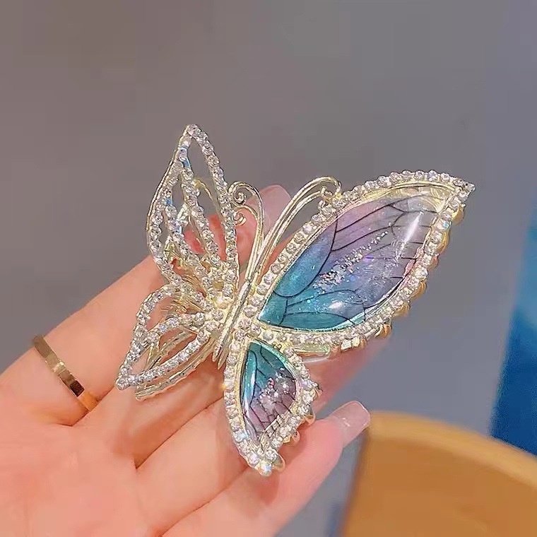 Jedai Logam 7.3cm Kupu Kupu Jepit Rambut Alloy Jumbo Salon Bahan Besi Motif Butterfly