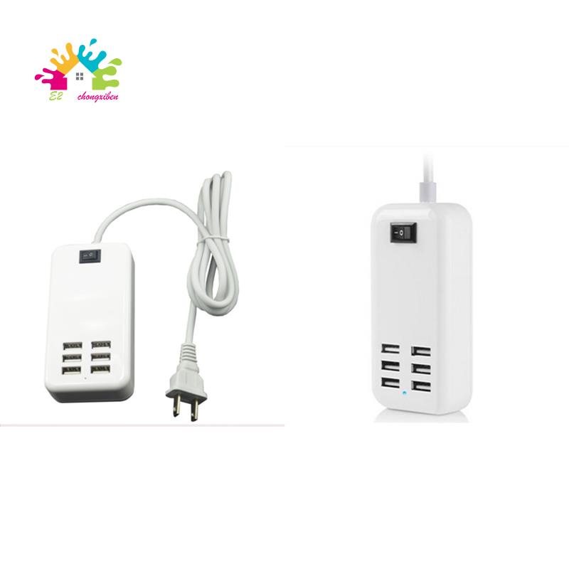 6 Port USB Ponsel 10W 2A Soket Dinding Desktop untuk Adaptor Daya untuk Steker AS IPhone