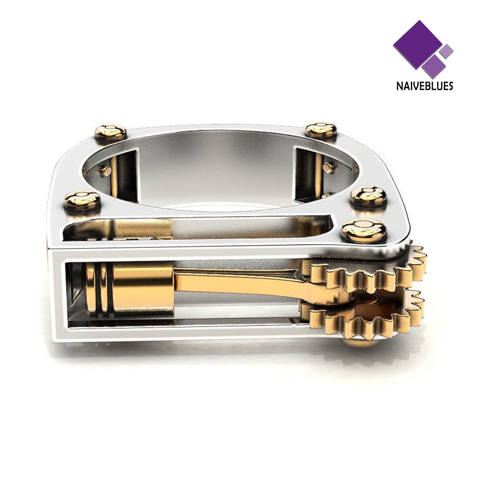 &lt; Naiveblues &gt; Punk Pria Wanita Mekanik Gear Geometris Band Jari Cincin Perhiasan Hadiah