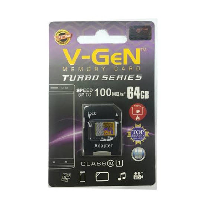 V-Gen Micro SD Card V-Gen 64 GB Turbo Series Class 10 V-Gen Original