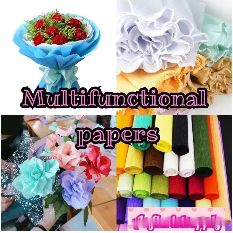 

COD AKTIF ✨ kertas crepe Italy/kertas crepe import tebal crepe paper diy craft, wedding party decorations, Kertas Serbaguna Warna Warni Termurah