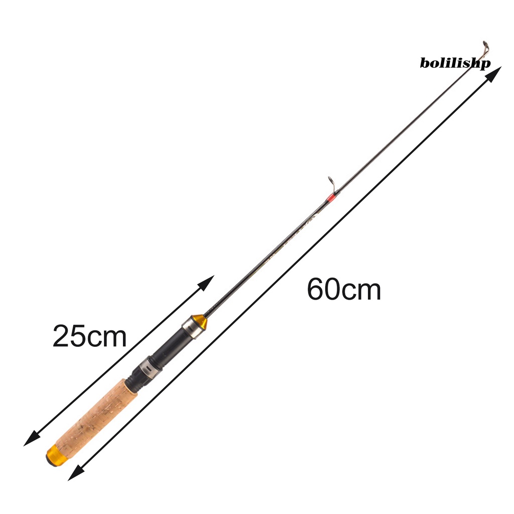 Bo-60cm Es Pancing Ultra Pendek Teleskopik 2bagian Sensitivitas Tinggi Pegangan Nyaman Memancing Portabel Profesional Musim Dingin Udang Es Memancing Pod Untuk Outdoor