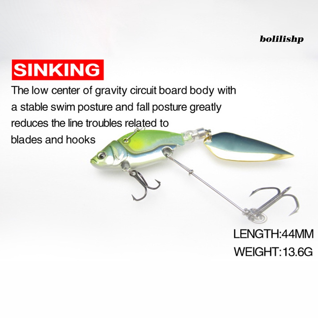 Bo-13.6g/44mm Umpan Palsu Spin Payet Tough Metal Treble Hook VIB Umpan Fishing Tackle