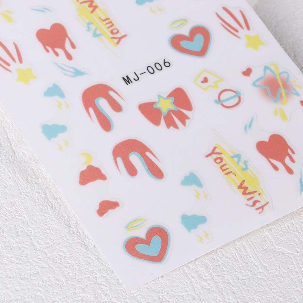 Needway Totem Stiker Kuku Wanita Berbentuk Tidak Teratur Cinta Hati Self Adhesive Nail Dekorasi
