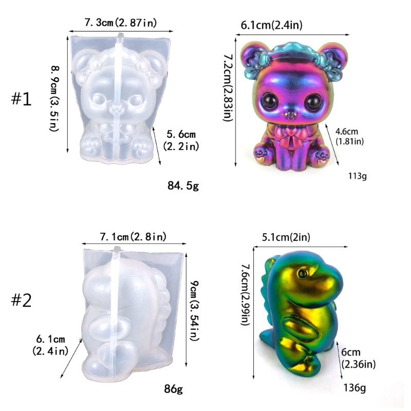 Siy Cetakan Silikon Bentuk Beruang Dinosaurus Untuk Dekorasi Meja Buatan Tangan Gypsum Epoxy Resin Silicone Baking Mould