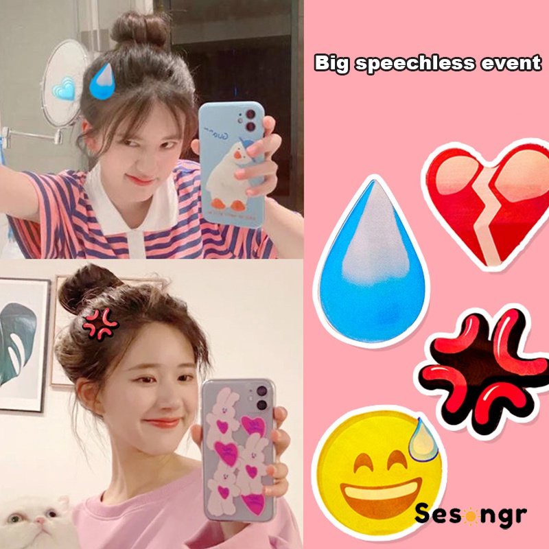 Klip Jepit Rambut Wanita Emoji Hairpin Kartun Emoji Lucu Motif Desain Hair Accessory - SG