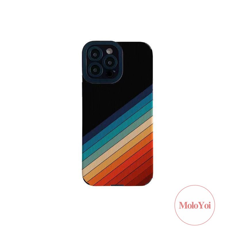 Ins Gradien Warna-Warni Pelangi Shockproof Silicone Case Kompatibel Untuk IPhone XR XS X Max 11 Pro Max 7Plus 11 14 13 12 Pro Max 8 7 Plus Mewah Tekstur Kulit Lembut Ponsel Tpu Cover