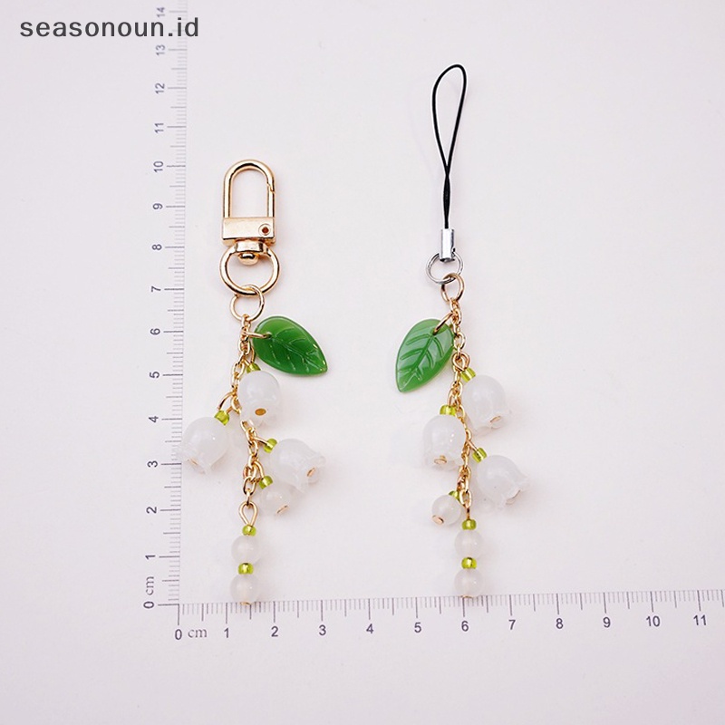 Seasonoun Lily Of the Valley Mobile Phone Lanyard Key Chain Pendant Rantai Ponsel.