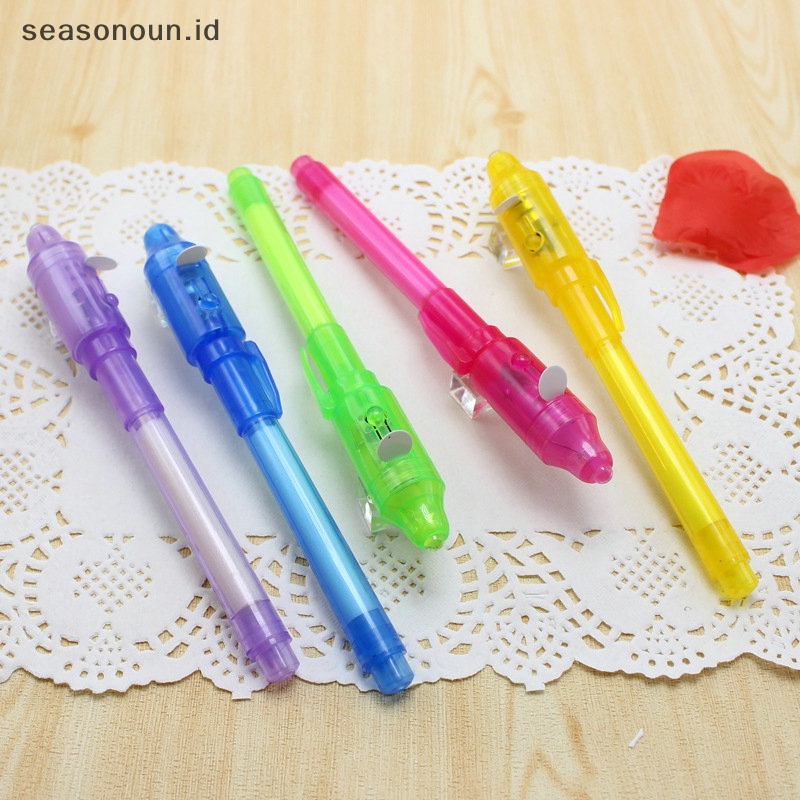 Seasonoun Tinta Tanpa Warna Cahaya Tak Terlihat ultraviolet UV lamp fluorescent magic pen.