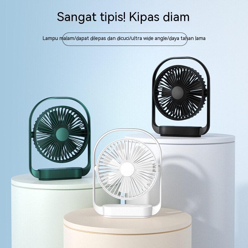 Kipas Again Portable Fan 4000mAh Rotateable Rechargeable Led Illuminated 4 gear Wind Speed 330° Degree Rotata