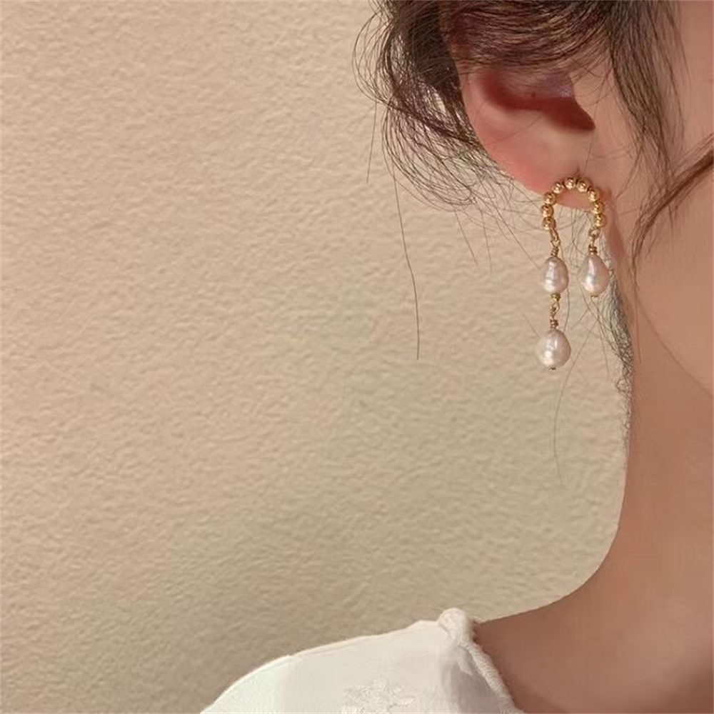 Anting Rumbai Mutiara Korea Desain Tinggi Rasa Studs Earring Earstuds Perhiasan Aksesoris