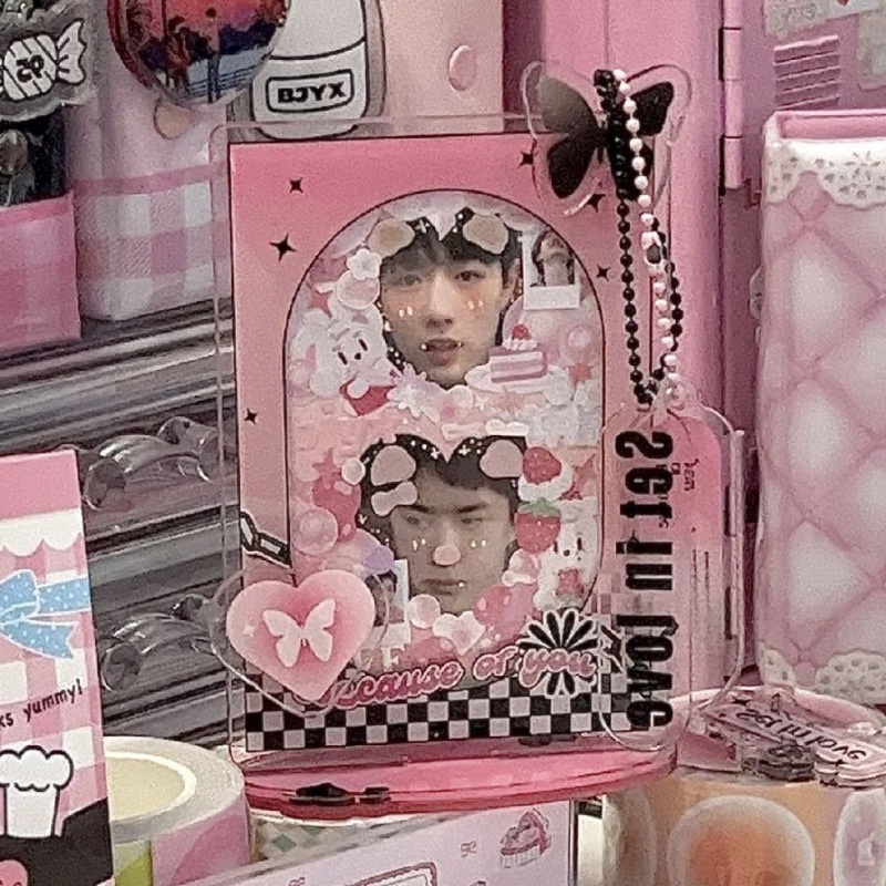 Mahkota Lucu Akrilik Card Holder 3inch Idol Photocard Display Frame Dekorasi Desktop Tempat Penyimpanan Kartu Pelindung