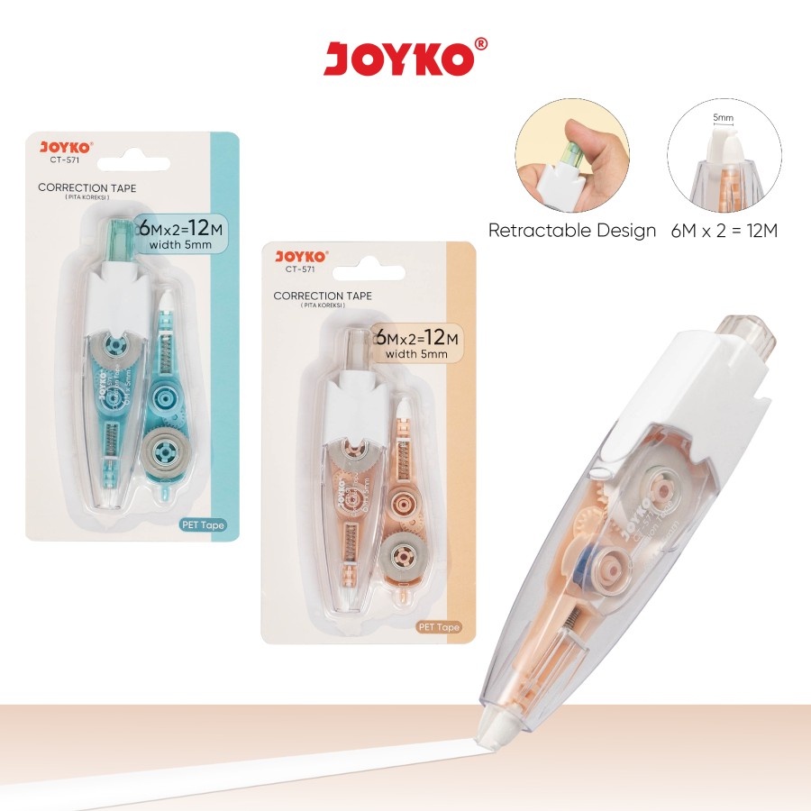 

CORRECTION TAPE JOYKO CT-571 5mm | TIPE-X KERTAS | PITA KOREKSI