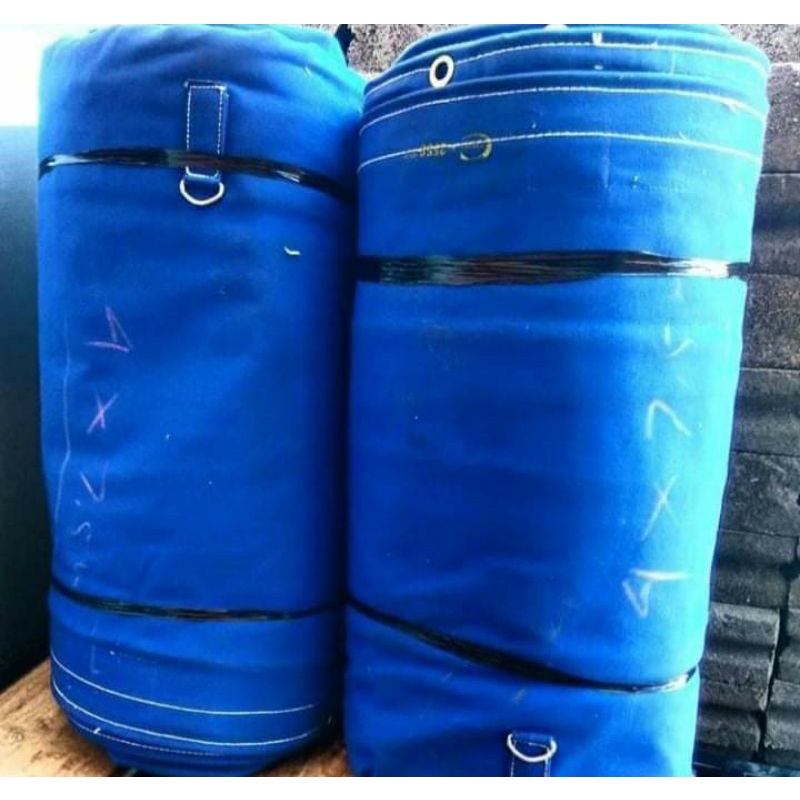 Terpal Truk kain kanvas warna biru 4mx7,5m Dobel Cincingan