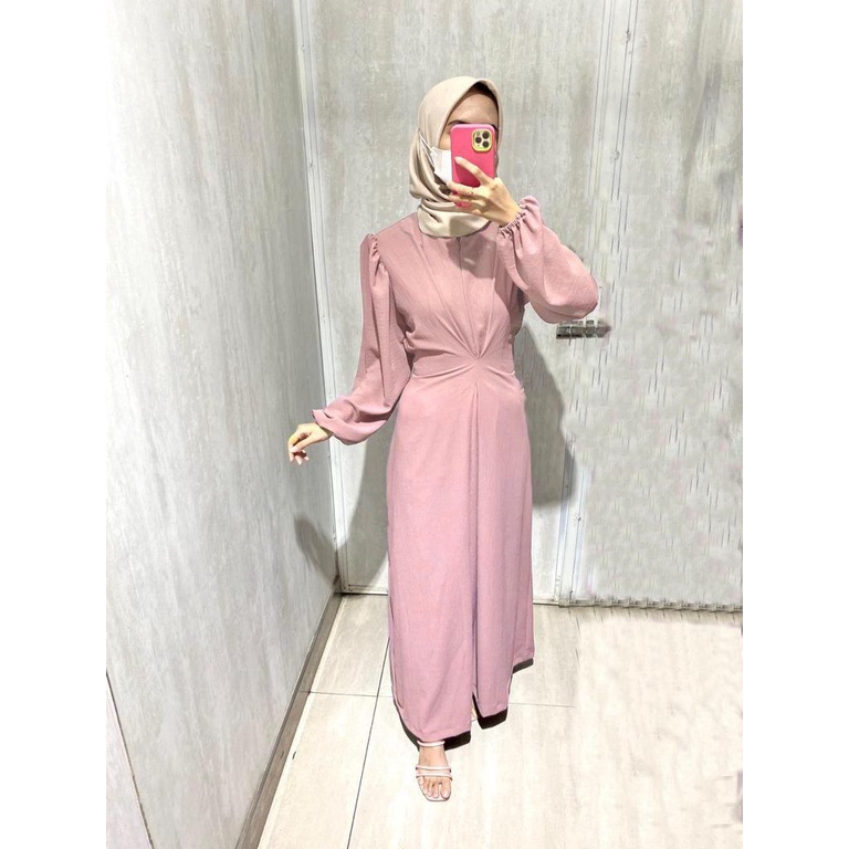 Terbaru - NOVIA MIDI DRESS GAMIS WANITA MUSLIMAH AIRFLOW CRINCKLE