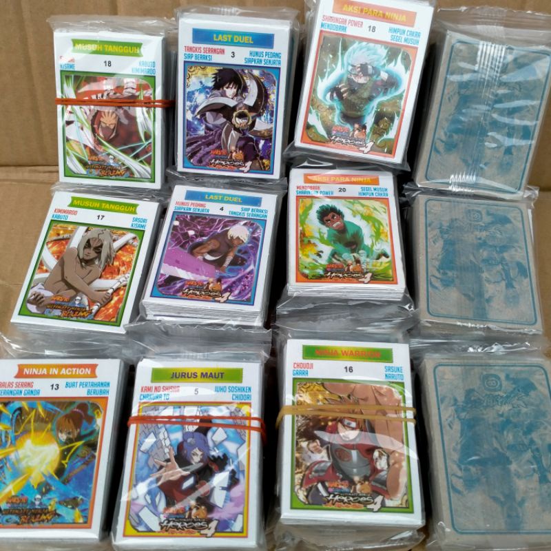 1 Sachet Mainan Kartu Kwartet Jumbo Wartet Gambar Naruto Ninja 4,5X6,5 Cm Grosir