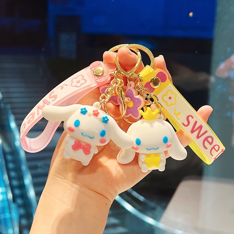 Bag Sanrio Cinnamoroll Tas Liontin Gantungan Kunci Boneka Aksesori Kecil untuk Anak Perempuan Lucu Hadiah Bahan Berkualitas Tinggi Rantai Kunci Dekorasi Ransel