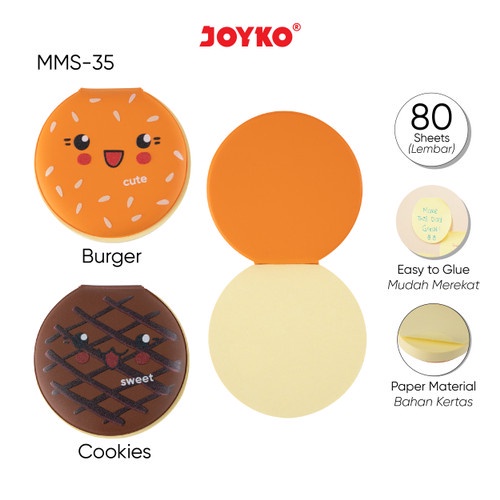 

JOYKO Memo Stick Burger - Cookie | MMS 35 | Sticky Note | Penanda Buku | Pembatas Kertas