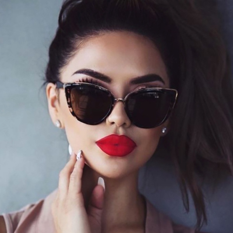 (YUZHU) Kacamata Hitam Model Cat Eye Klasik Vintage Untuk Wanita