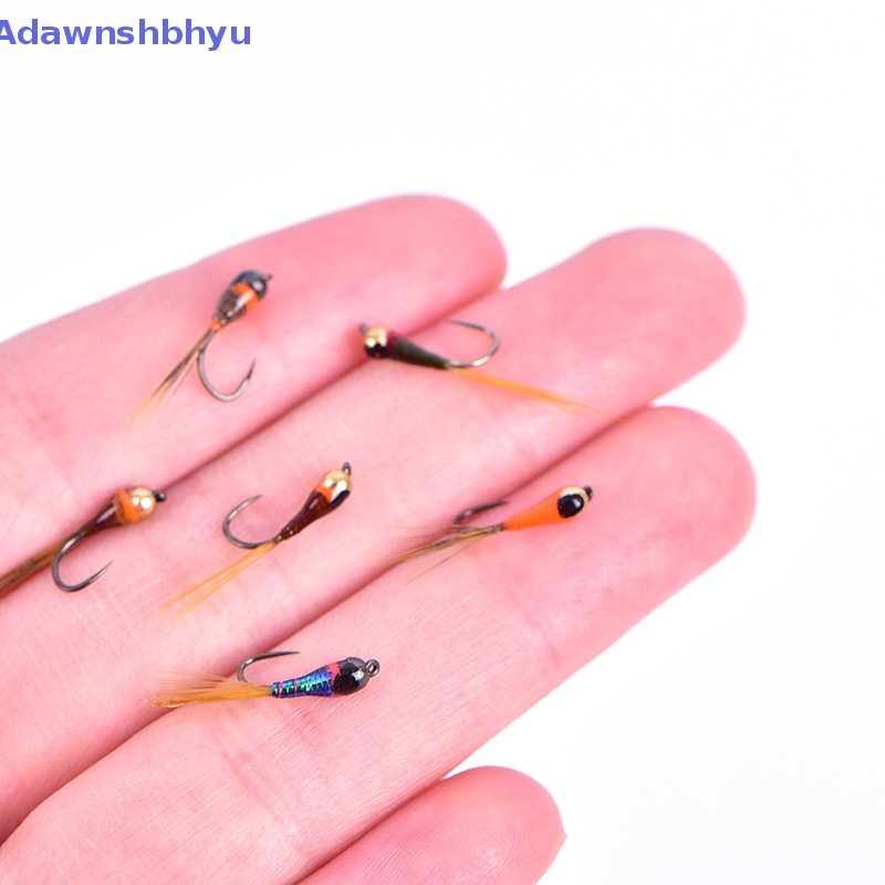 Adhyu 6PCS Kepala Tembaga Nymph Beadheads Fly Trout Greyling Trout Fishing Quick Sink Fly ID