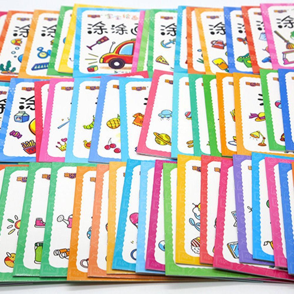 Lanfy Buku Mewarnai Sekolah 20buku Siswa DIY Mainan Anak Tk Buah Hewan Tangan Digambar Pendidikan Dini Buku Menggambar Lukisan Buku