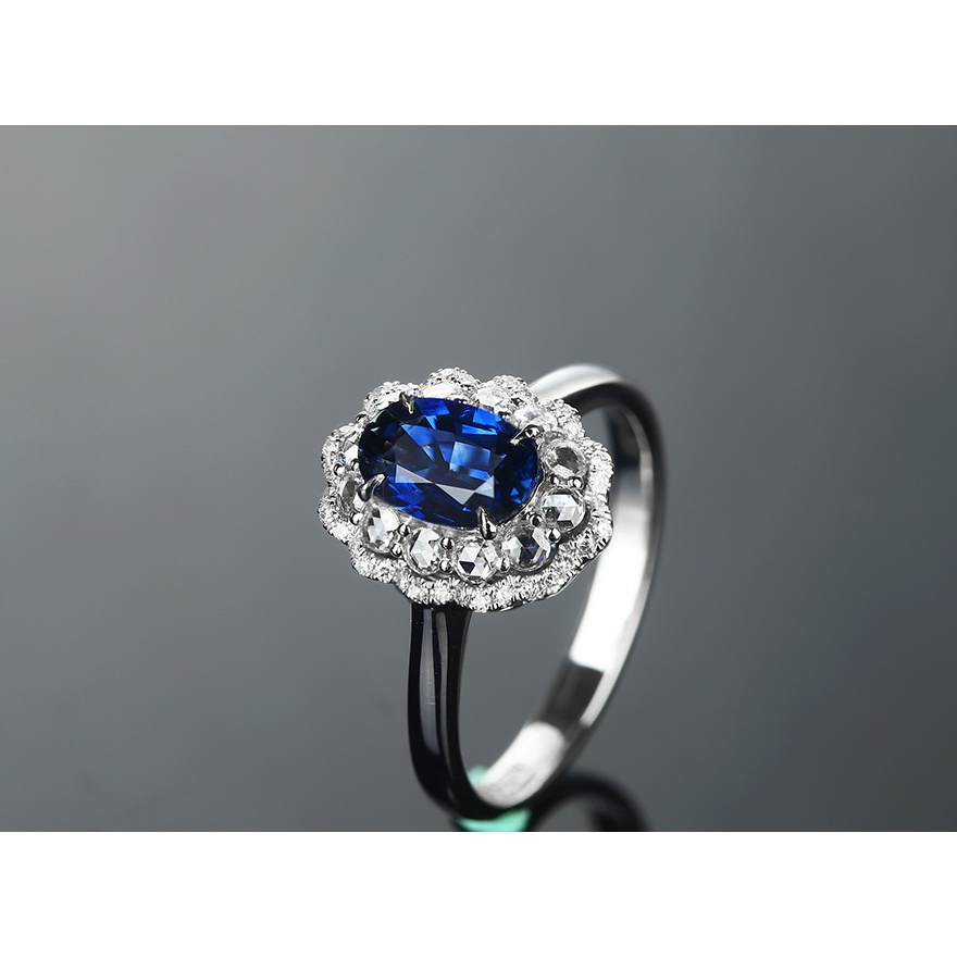 Goldkingdom Aksesoris Perhiasan Fashion Ready Stock Royal Cincin Permata Biru Klasik Burung Merpati Telur Dua Lapis Full-Diamond Zircon