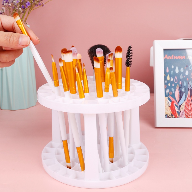 Collapsible Brush Drying Rack Large Capacity Cosmetic Brush Holder Rak Penyisipan Gigi Berpori Penyimpanan Kosmetik Rak Berdiri Kering Udara Multifungsi Makeup Brushes Storage