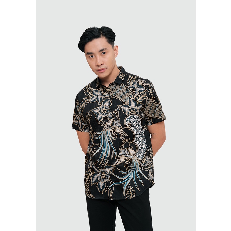 MOC Kemeja Batik Lengan Pendek Pria ARDYO - BLACK