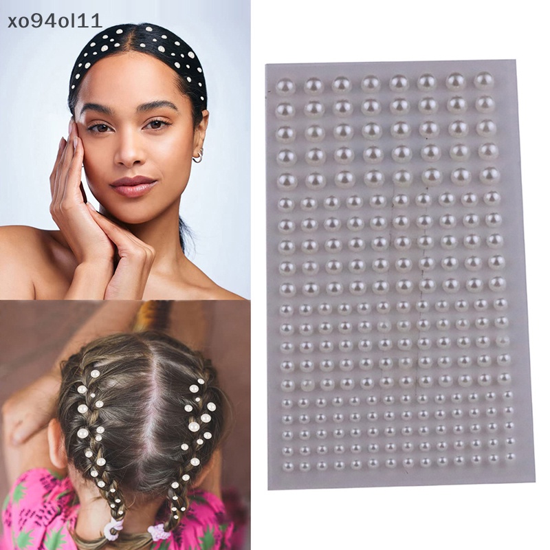 Xo Rambut Mutiara Tempel Perekat Diri Pearls Stiker Wajah Mutiara Stiker Untuk Rambut OL