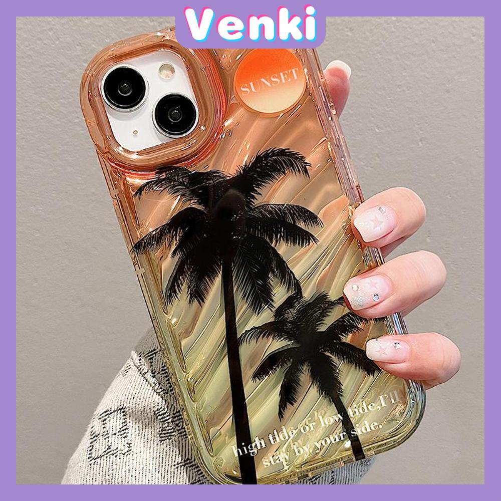 VENKI - For iPhone 11 iPhone Case Laser Reflective Transparent Phone Case TPU Soft Shockproof Airbag Shell Protective Summer Palm Compatible with iPhone 14 13 Pro max 12 Pro Max