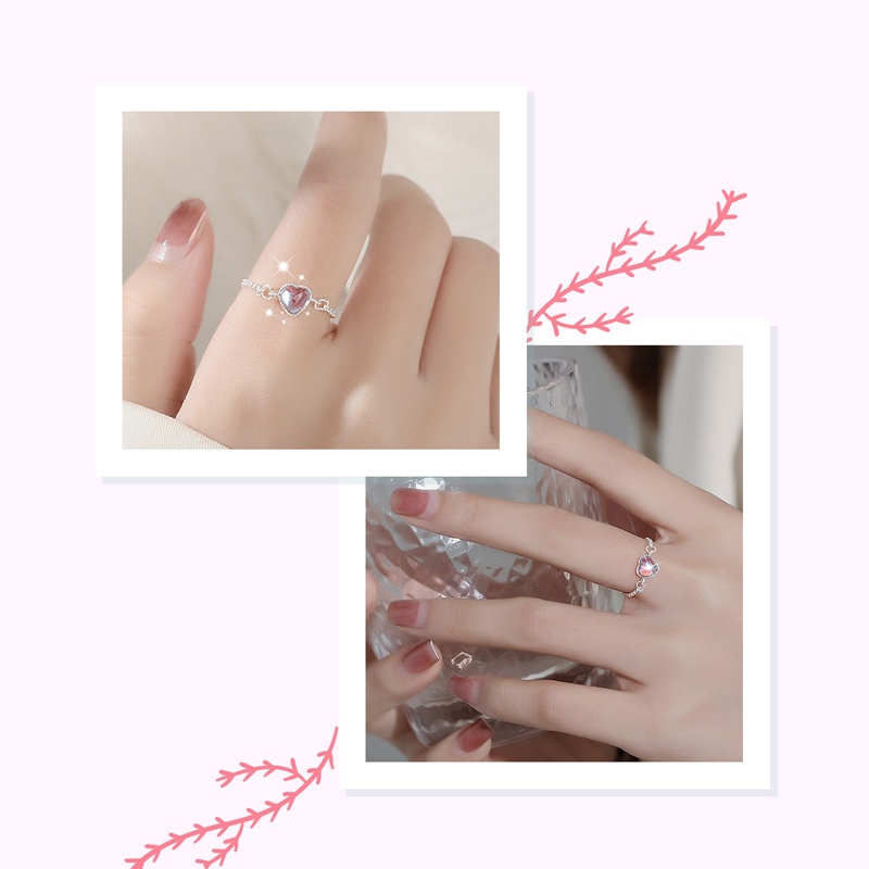 Fashion Cincin Rantai Alloy Hati Batu Warna-Warni Untuk Wanita