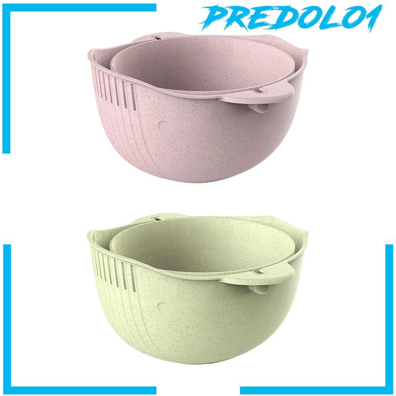 [Predolo1] Rotatable Drainer Membilas Double Layer Drain Basket Untuk Anggur Pasta Kubis