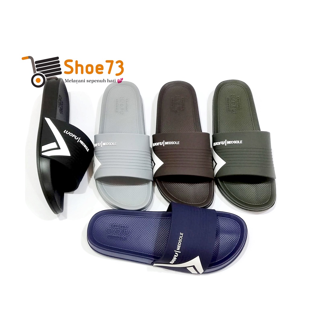 LUOFU E 6212 - E24 SIZE 40-44 ORIGINAL l Sandal Selop jelly pria l Sendal kokop cowok impor