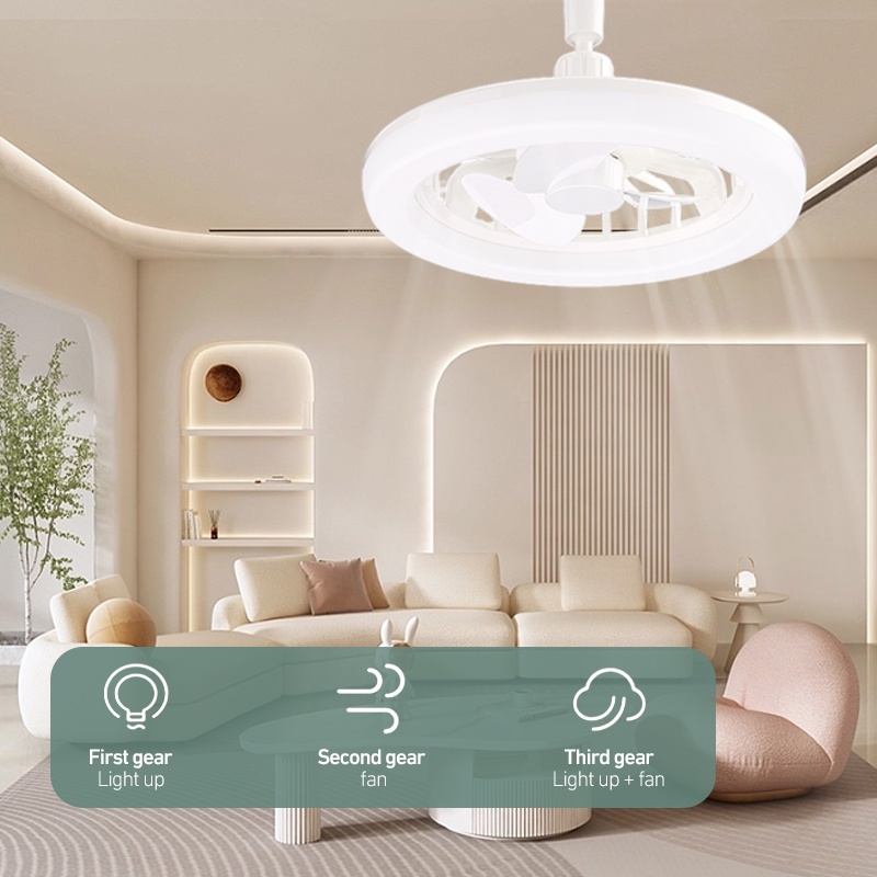 E27 Lampu Led Ceiling Light Plafon Kipas Listrik Lamp Fan With Remote Control