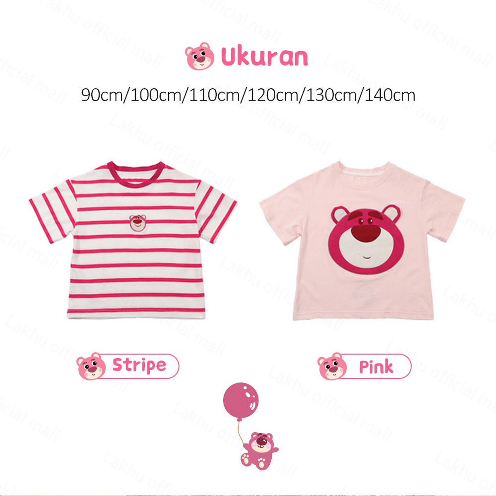 Lakhu Baju Anak Perempuan /Kaos Anak Perempuan Stawberry Bear Lengan Pendek T Shirt Anak