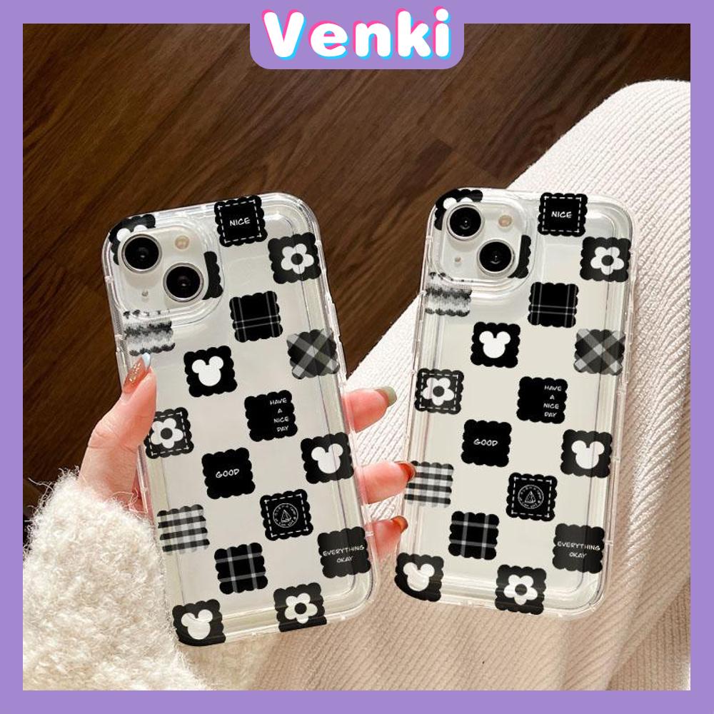 VENKI - For iPhone 11 Case Clear Phone Case TPU Soft Case Airbag Shockproof Protection Camera Checkerboard Heart Compatible with iPhone 14 13 Pro Max iPhone 12 Pro Max XR XS 7 8