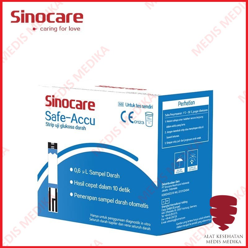 Strip Cek Gula Darah Sinocare Safe-Accu Test Uji Glucose Refill Isi 50