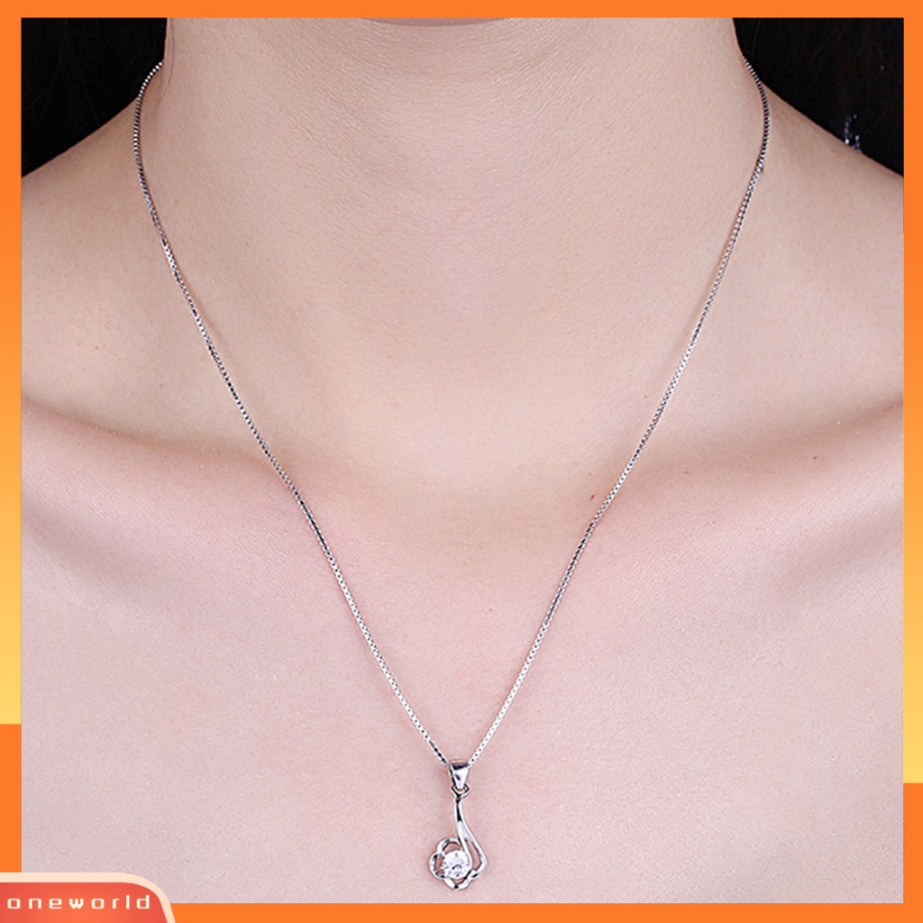 [ONE] Silverhoo 925 Perak Wanita Lucu Kalung Bunga Lingkaran Cubic Zirconia Pendant Necklace Untuk Pesta